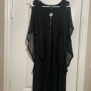 Isabel Toledo Lane Bryant Formal Black Flutter Sleeve Dress Size 16 NWT